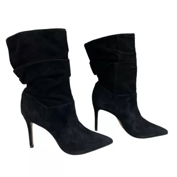 🔥 REVOLVE SCHUTZ Ashlee Slouch Black Suede Boots Womens Size 8.5B - Picture 1 of 13